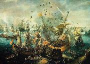 Hendrik Cornelisz. Vroom The explosion of the Spanish flagship during the Battle of Gibraltar, 25 April 1607. Germany oil painting artist
